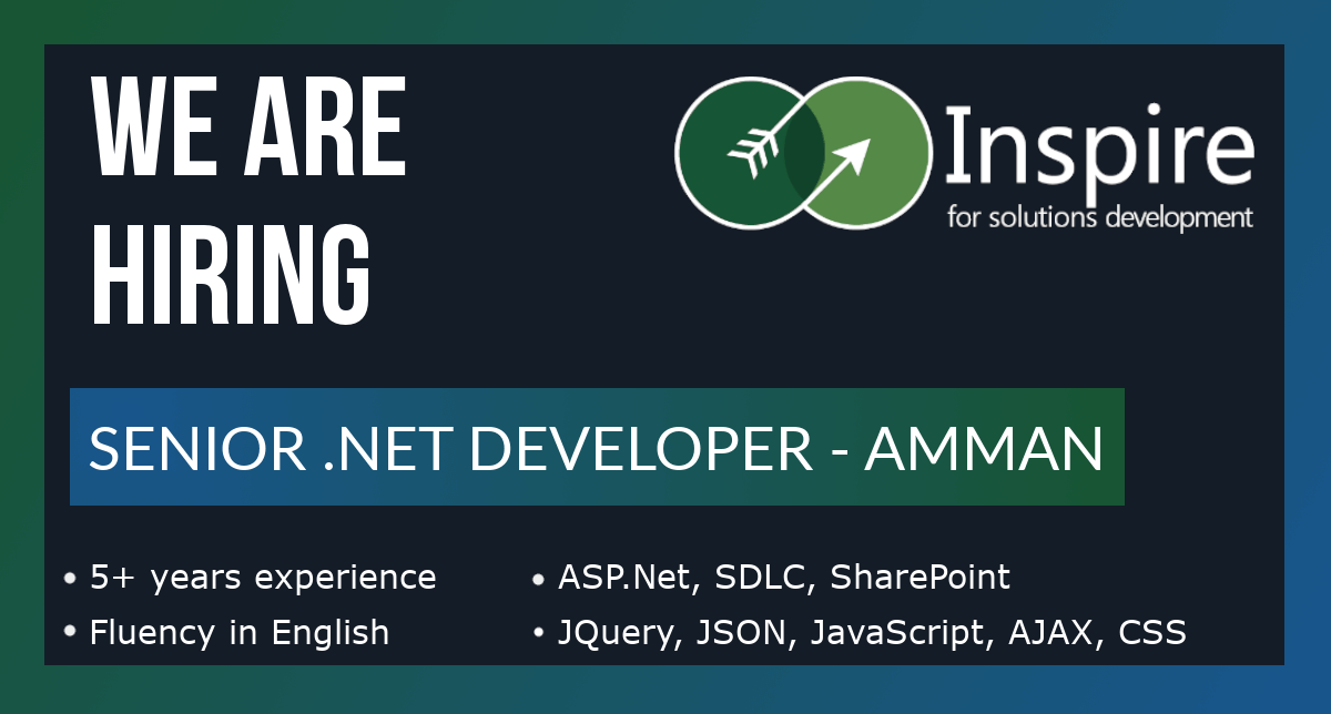 Senior .Net Developer Vacancy in Jordan and KSA